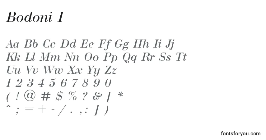 characters of bodoni i font, letter of bodoni i font, alphabet of  bodoni i font
